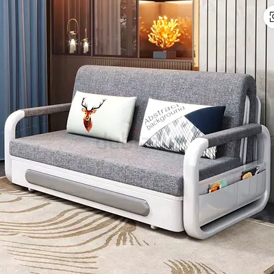 Compact Modern 2-Seater Sofa Bed with Storage Pockets
