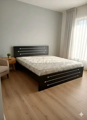 Dark Wood king Bed Frame with Headboard and Slats