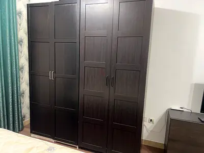 Dark Wood 4-Door Wardrobe / Armoire – Good Condition