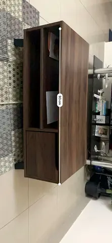 Wooden Coffee Table with Open Shelves and Drawer - Dark Walnut