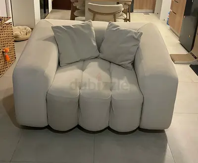Pinterest Plush Modern Single-Seat Sofa Armchair in Light Beige