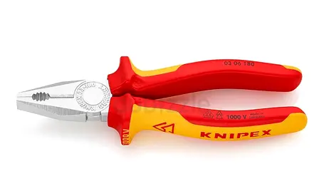 KNIPEX | 03 06 180 | VDE Combination Pliers | Multi-Component Handle | Chrome Plated-Made in Germany