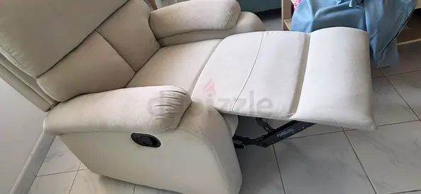 Beige Fabric Recliner Armchair - Single Seater, Good Condition