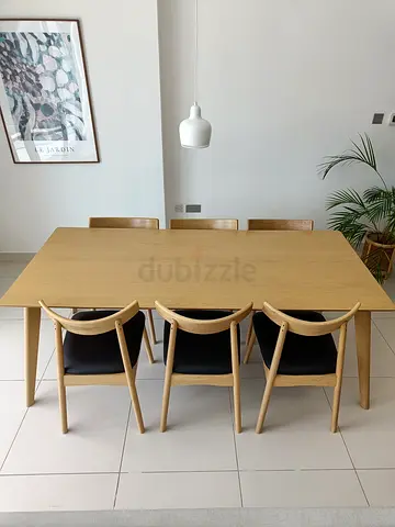 JYSK Marstrup Extendable Dining Table + 6 Lyngholm Chairs – Solid Wood – Excellent Condition