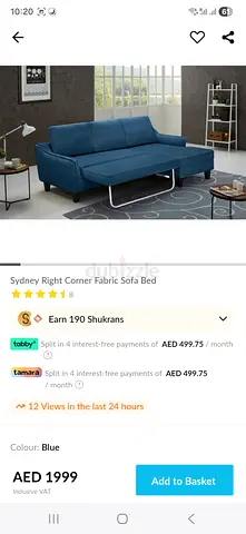 Sydney Left Corner Fabric Sofa Bed