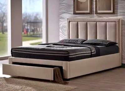 Brand new luxury king size fully customisable bedframe in soft Fabric with manual storage