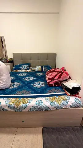 Queen size bed with storage base — Good condition and 3+2 seater sofa with table and wardrobe