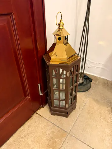Large Decorative Lantern – Wood  Brass
