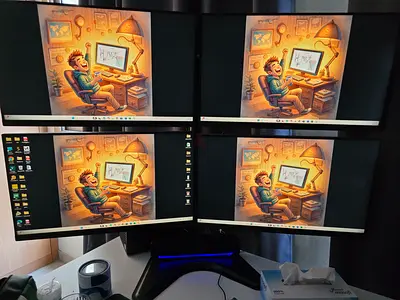Quad Monitor Setup for Enhanced Productivity