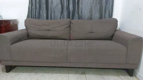 3-seater gray fabric sofa in good used condition