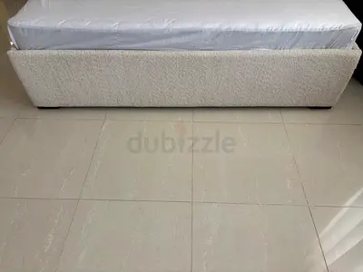 King platform bed with upholstered base - good condition
