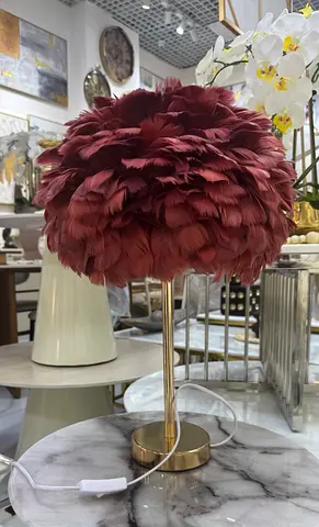 Decorative Feather Table Lamp with Gold Base