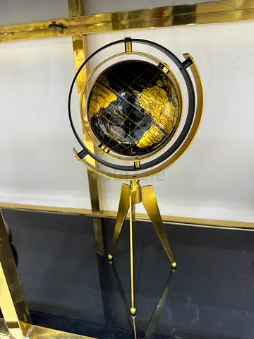 Decorative Black  Gold Rotating Globe on Brass Stand