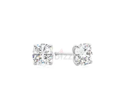 2CTS Natural Cushion Cut Diamond Earrings GIA