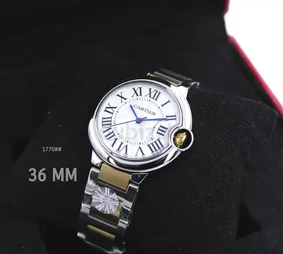 Cartier-style 36mm Stainless Steel  Gold Ladies Watch (Ballon Bleu Look)