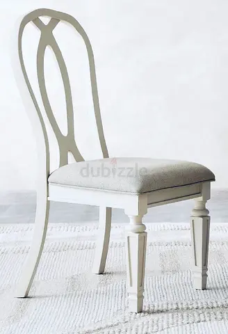 Classic White Wooden Dining Chair with Upholstered Seat