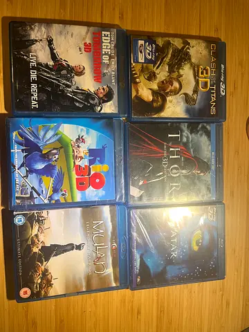 Collection of 3D Blu-ray Movies: Clash of the Titans, Thor, Avatar, Edge of Tomorrow, Rio, Mulan