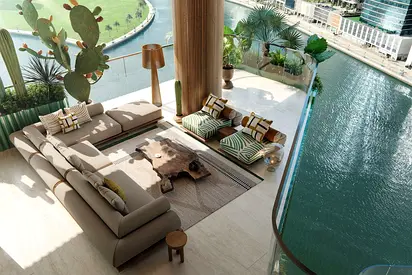 Canal And Burj Khalifah View | Vastu Compliant
