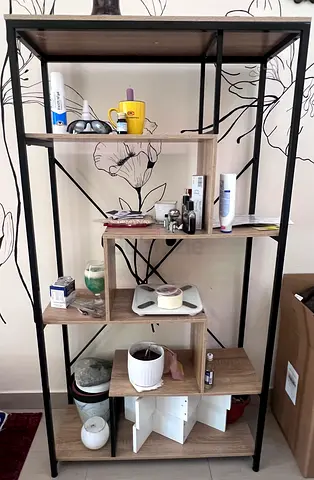 Modern Wooden  Metal Display Shelf / Bookcase – Stylish  Sturdy