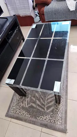 Glass Top Black Tile Design Coffee Table - Good Condition