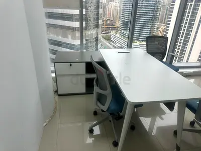 Modern Office Desk with Chairs and Storage Unit - Set of 2