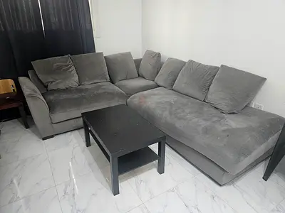 Grey L-shaped 7 seater sofa