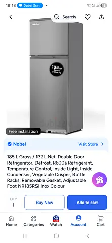 Noble Fridge 185 L