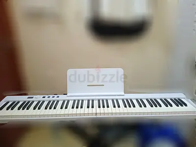 Portable 88-Key Digital Piano/Keyboard with Music Rest - White with Metal black stand