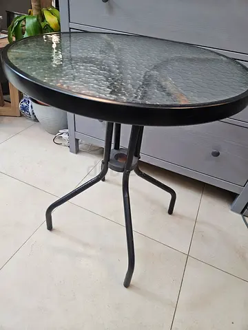 Glass Top Round Bistro Table with Metal Frame