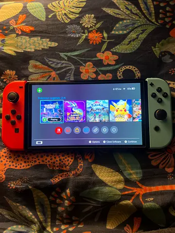 Nintendo Switch oled jailbreaked console with Joy-Con controllers (red  neon green)