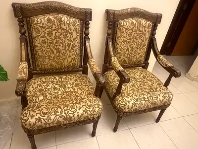 High comfy chairs heavy wood