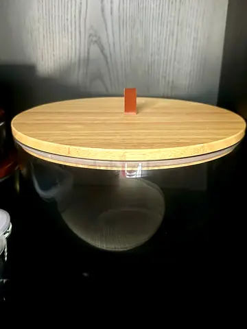 Glass Bowl with Wood Lid