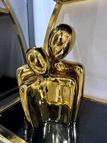 Pair of Gold Abstract Couple Sculpture Bookends / Decorative Figurines