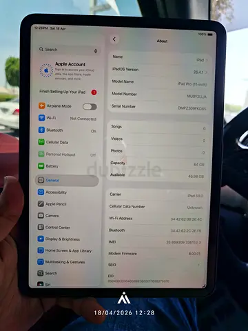 Apple iPad Pro 11-inch (Wi‑Fi)+SIM - 64GB, Space Gray, Good Working Condition