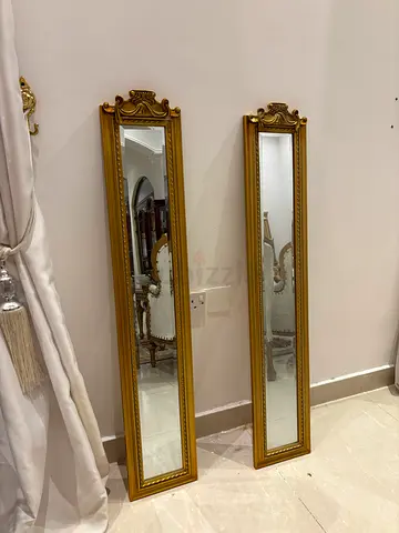 Pair of Tall Ornate Gold Framed Full-Length Mirrors