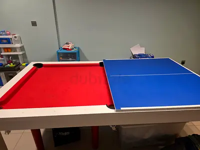 Snooker/Table Tennis convertable Table - Red  Blue, Good Condition
