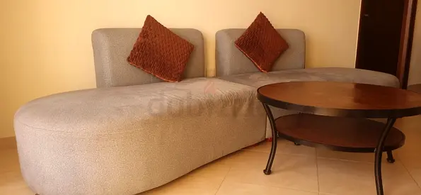 Curved Two-Seater Lounge Sofa Set with round Coffee Table
