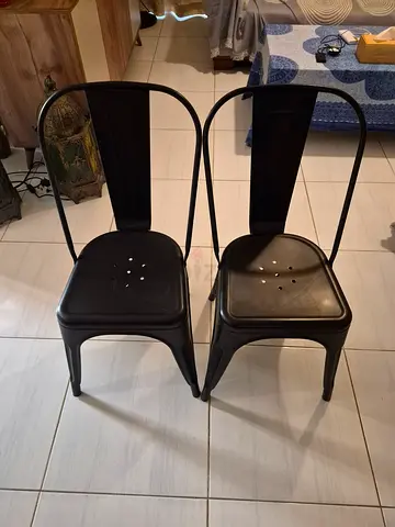 Set of 2 Industrial Metal Dining Chairs - Black