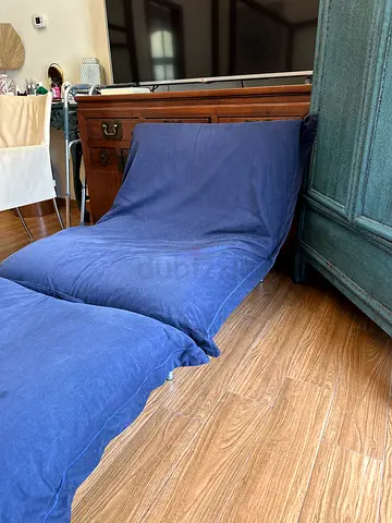 LIGNE ROSET Calin chair one seater lounger set with footrest blue designer luxury H85 W85 D105 cm