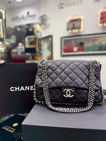 Chanel Black Maxi Chain Around Classic Flap Bag (Authentic/PreOwned)