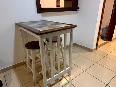 Small Wooden Kitchen Island / Bar Table with 2 Stools.