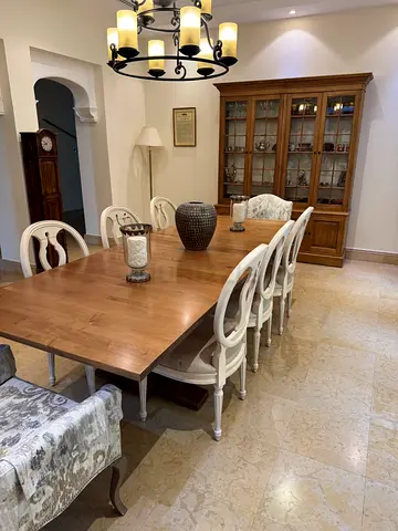 Ethan Allen Solid Wood Dining Table with 8 Chairs and China Cabinet