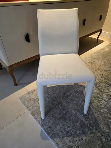8 White upholstered dining chair — excellent condition
