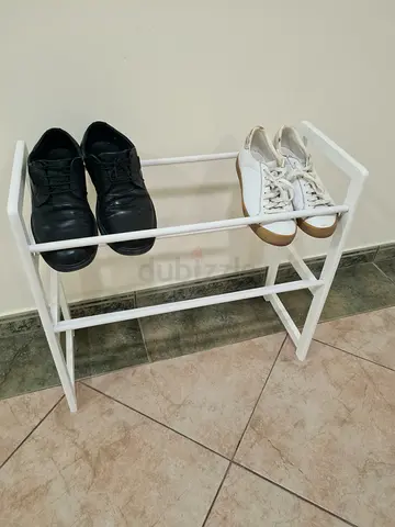 Compact 2-Tier White woodeb Shoe Rack - Lightweight and Minimal