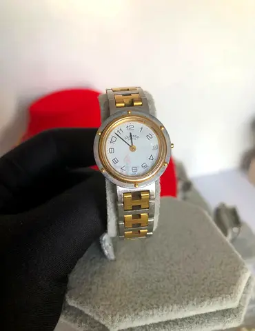 Authentic Hermes Two-tone Ladies Wristwatch, Classic Round Dial