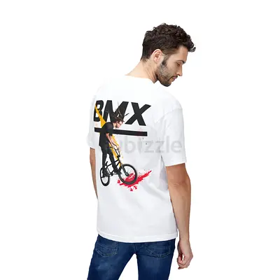 White BMX Graphic Tee - Mens Casual T-Shirt