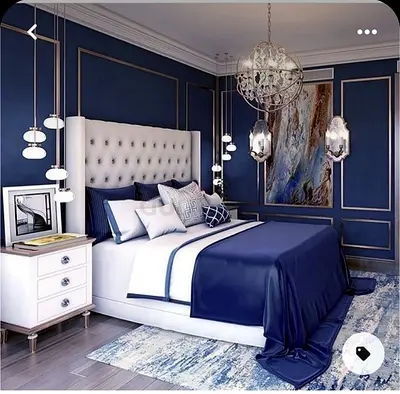Elegant Navy Blue Bed Set