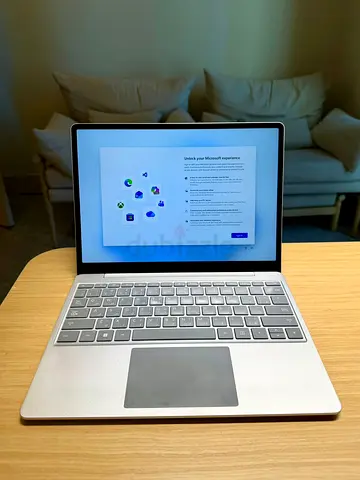 Microsoft Surface Laptop Go (with Intel i5-1035G1, 16GB RAM, ~256GB storage).