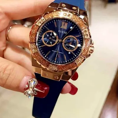 Clearance Sale 50% OFF- Rose Gold Tone Rigor Blue Silicone Womens Watch