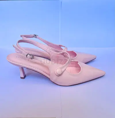 Light Pink Slingback Pointed-Toe Kitten Heels (Charles  Keith) - Size 41